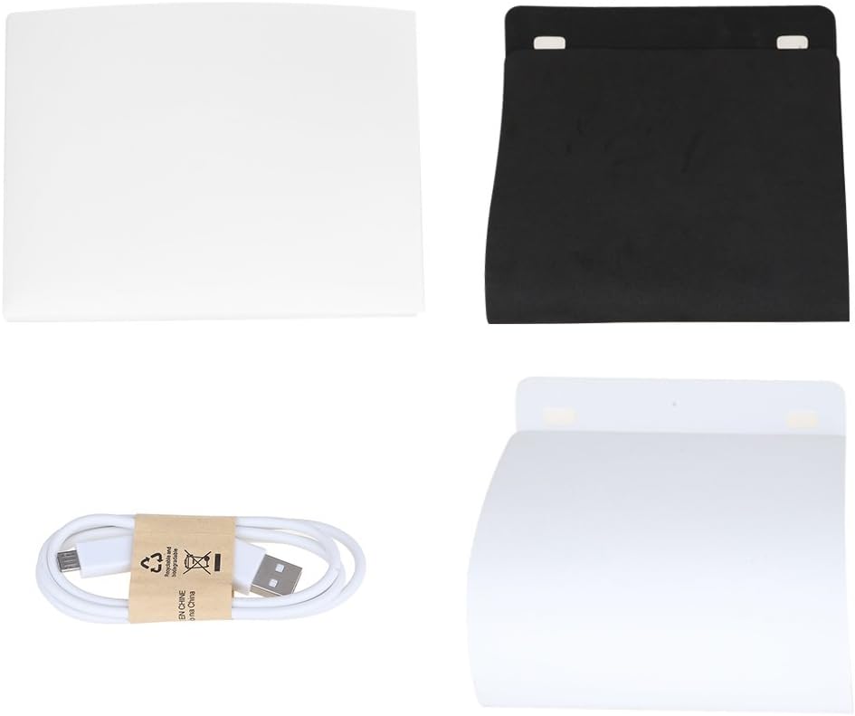 9-Inch Folding LED Photo Light Box – Black & White Backdrops