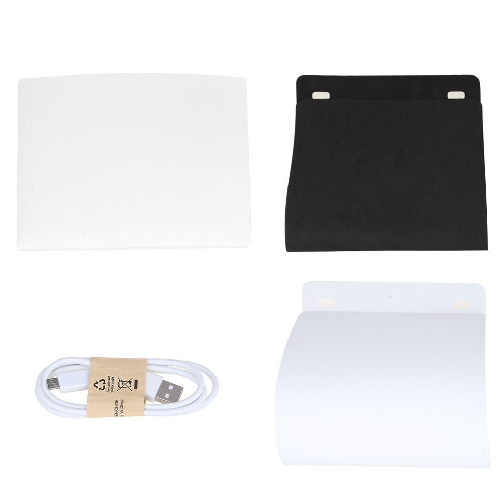 9-Inch Folding LED Photo Light Box – Black & White Backdrops