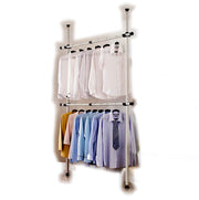 Goldcart Ceiling-to-Floor Double Garment Rail with Reach Hook