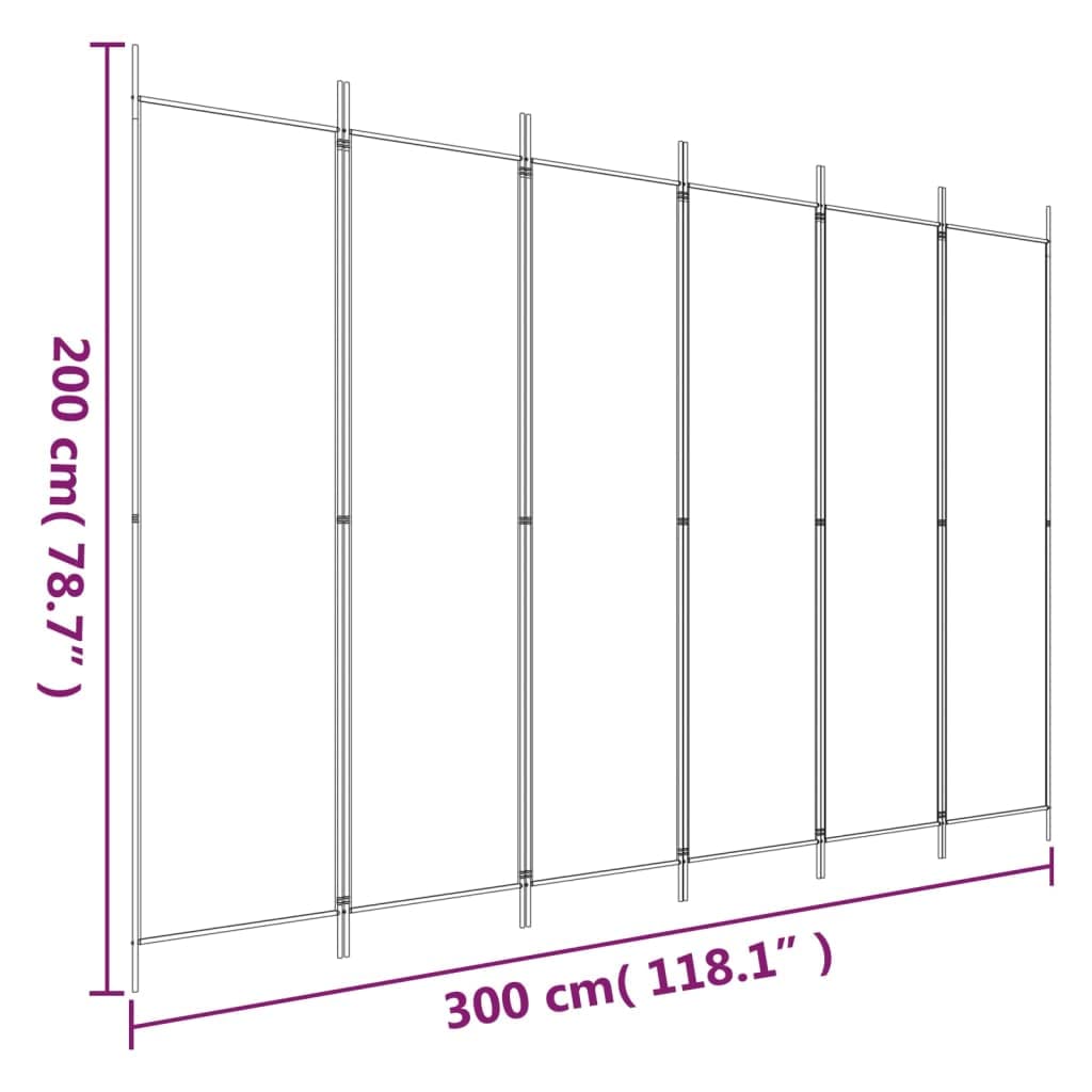 White 6-Panel Folding Fabric Room Divider