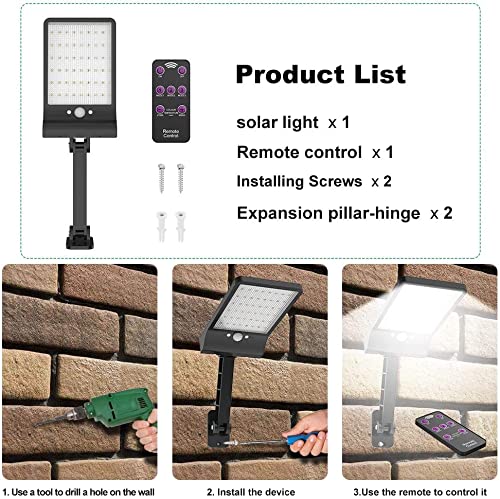 48 LED Waterproof Solar Security Lights with 3 Modes and Colour Temperature Adjustment