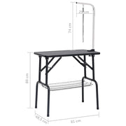 Foldable Pet Grooming Table with Adjustable Arm & Storage Basket