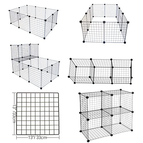 16-Panel Modular Wire Small-Animal Pen – Black