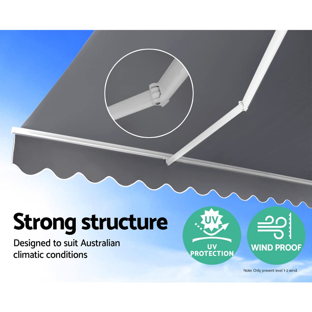 4 × 2.5 m Manual Folding-Arm Awning – Pearl Grey