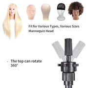 Mini Wig Stand Tripod with Head Adjustable Mannequin Head Stand Wig Head Stand Wig Tripod Stand for Cosmetology Hairdressing Training(25 Inch,Black)