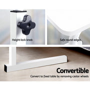 60 cm White Height-Adjustable Bedside Laptop Table