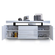 160 cm High-Gloss White Sideboard with 2 Doors & 3 Drawers