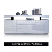 160 cm High-Gloss White Sideboard with 2 Doors & 3 Drawers