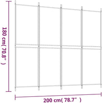 200 × 180 cm 4-Panel Black Fabric Room Divider