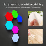 Hexagon Wall Light with Remote Control, Smart Modular Touch-Sensitive LED Light Wall Panels RGB Night Light DIY Geometry Splicing Hex Light for Bedroom Living Room Hallway Party Decor,6 Pack