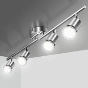 LED Track Light, Track Lighting Fixtures Ceiling, Flexibly Adjustable LED 4 Lights Track Lighting Kit for Kitchen, Living Room, Bedroom, Hallway GU10 Bulbs Included