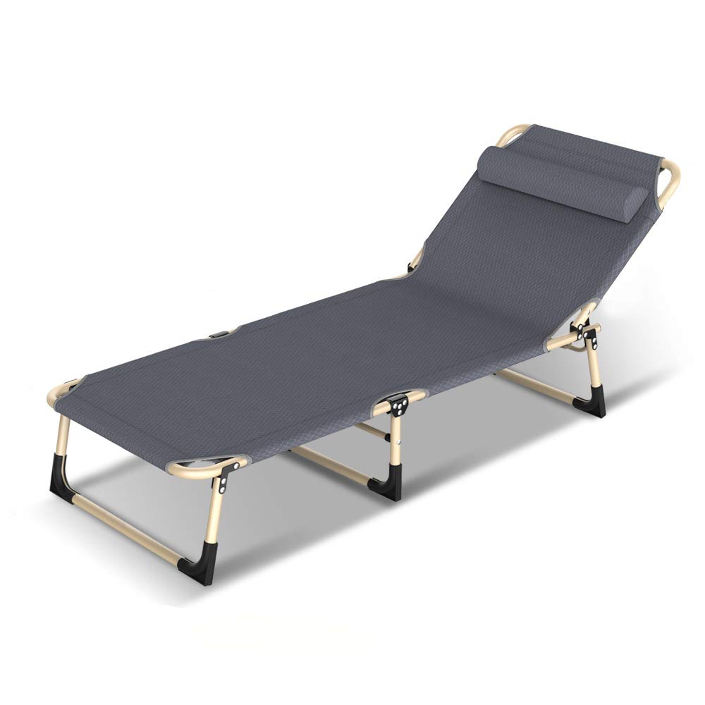 4-Position Folding Camping Lounger with Pillow – Up to 136 kg
