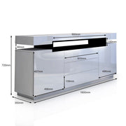 160 cm High-Gloss White Sideboard with 2 Doors & 3 Drawers