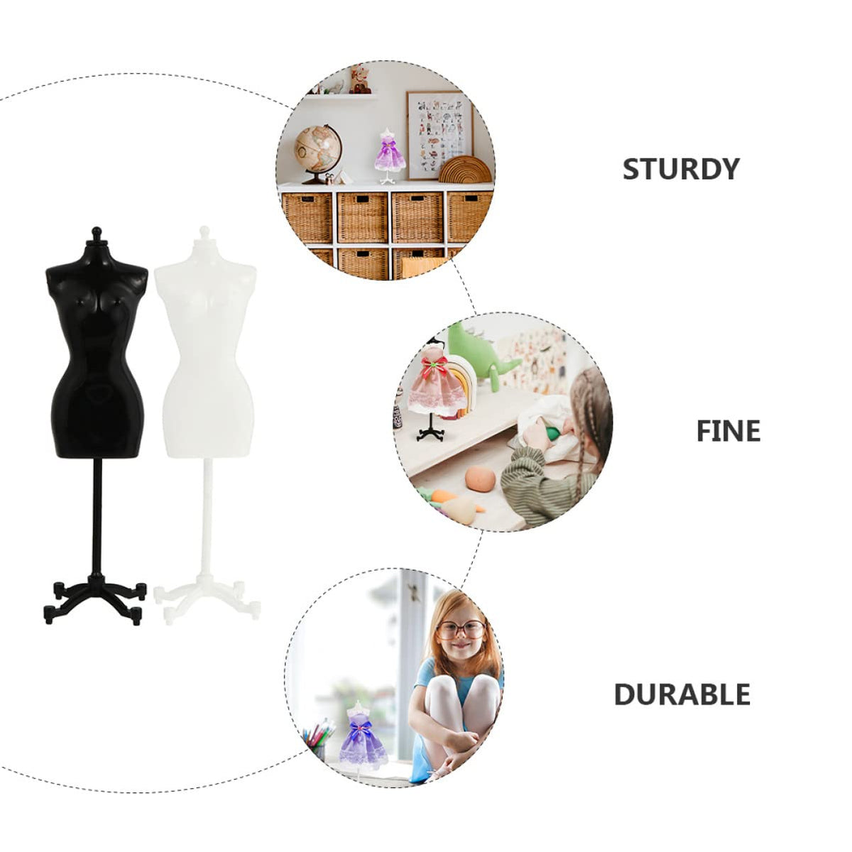 Miniature Doll Dress-Form Mannequin Stands – 8 Pack