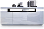 160 cm High-Gloss White Sideboard with 2 Doors & 3 Drawers