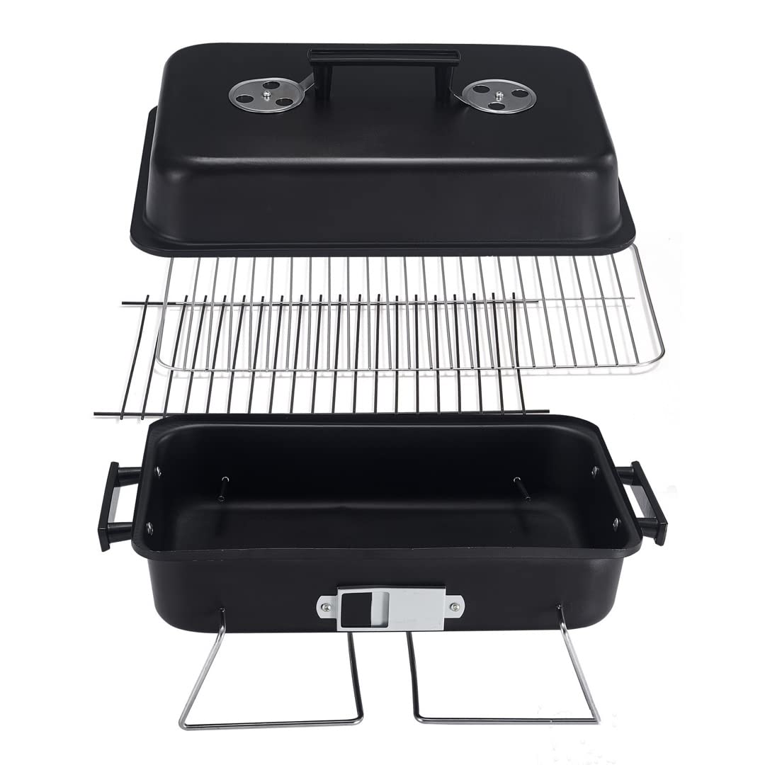 Foldable Portable Charcoal Grill with Lid & Carry Handles