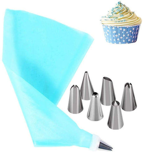 Cream Pastry Bag Icing Tips + Stainless Steel Piping Nozzle + Coupler 8PCS/Set