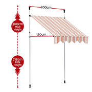 Retractable Pivot Arm Awning Outdoor Blinds Window Door Canopy 200cm