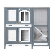 Multi-Level Fir-Wood Small-Animal Hutch with 2 Trays – 98 × 45 × 92 cm