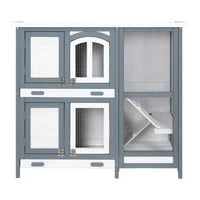 Multi-Level Fir-Wood Small-Animal Hutch with 2 Trays – 98 × 45 × 92 cm