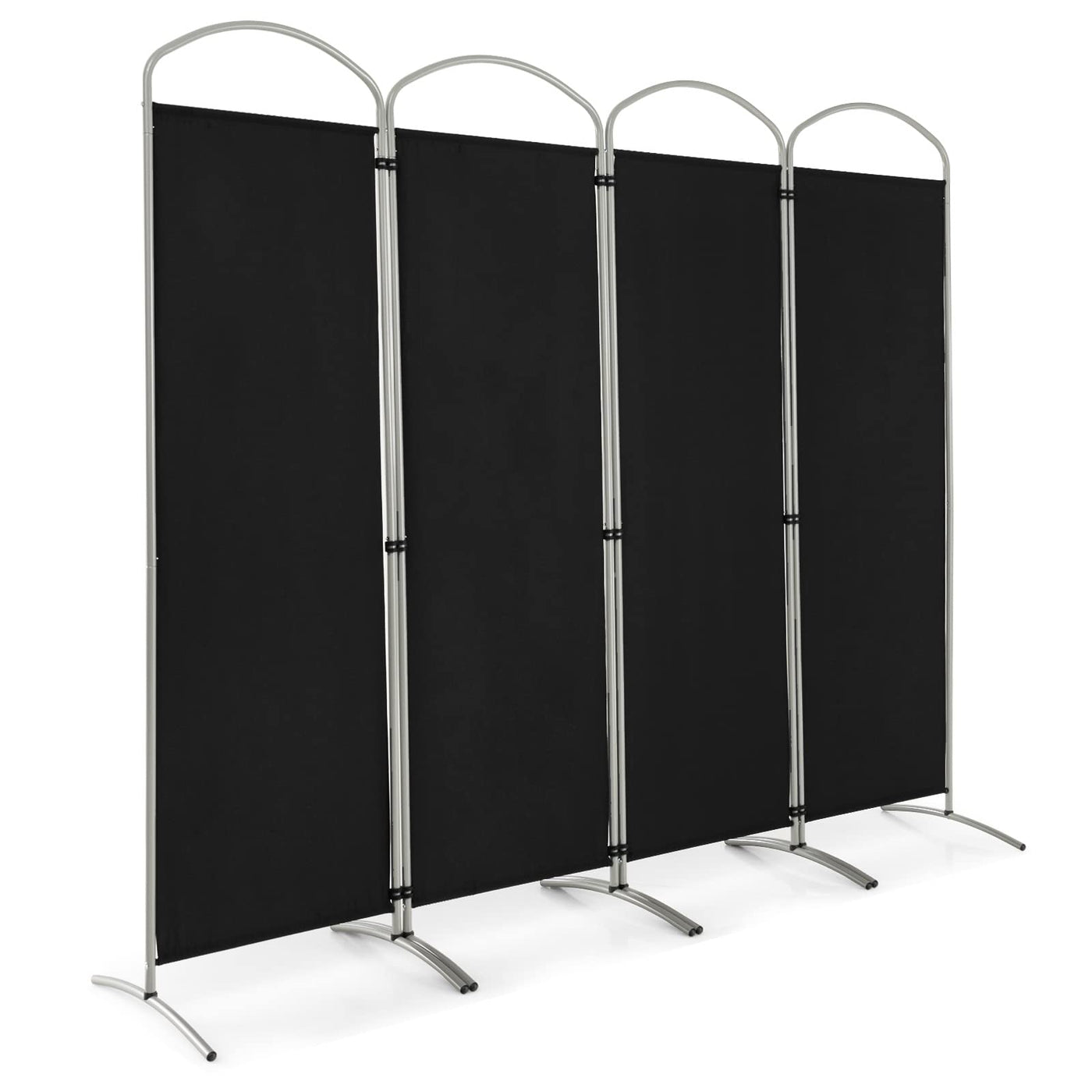 221 × 188 cm 4-Panel Black Fabric Room Divider
