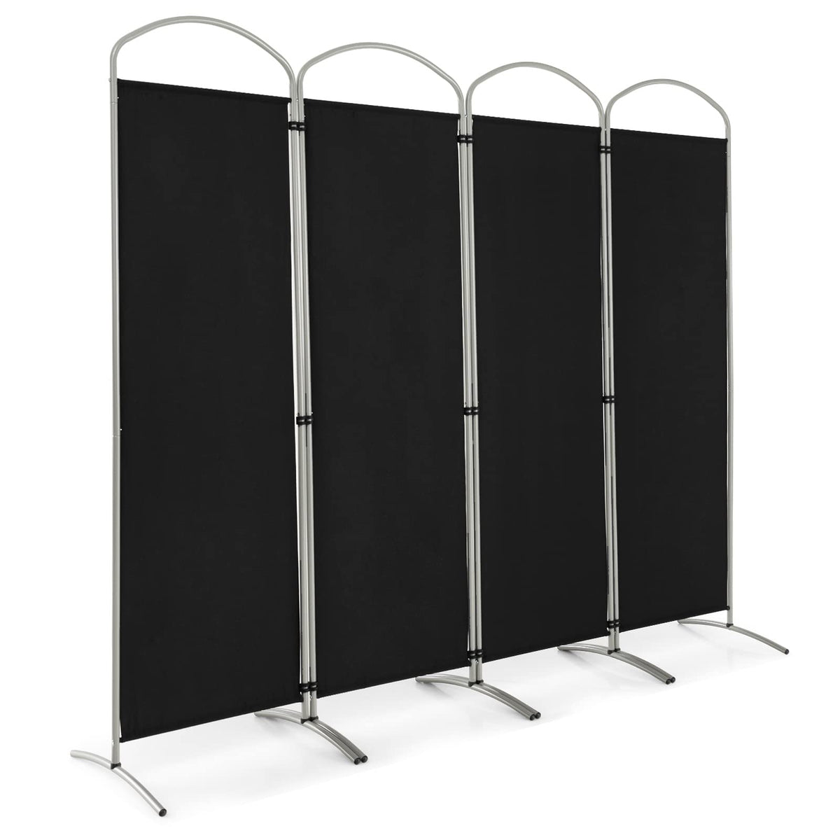 221 × 188 cm 4-Panel Black Fabric Room Divider