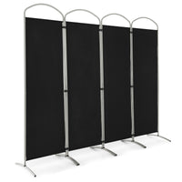 221 × 188 cm 4-Panel Black Fabric Room Divider