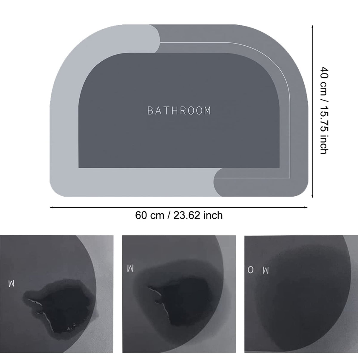 Semicircle Quick-Dry Bathroom Mat – 40 × 60 cm