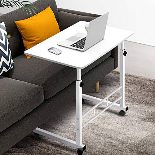 60 cm White Height-Adjustable Bedside Laptop Table
