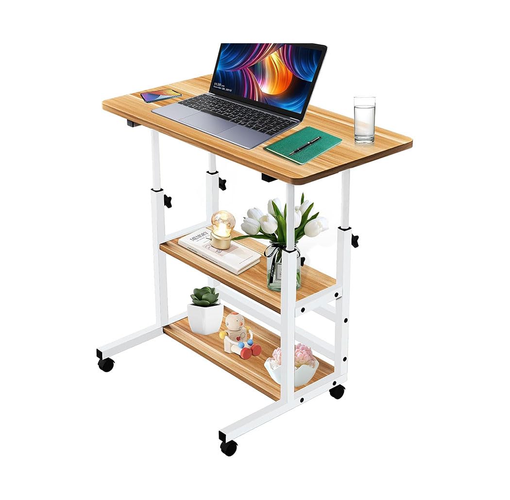 Mobile Height-Adjustable Laptop Desk with Storage