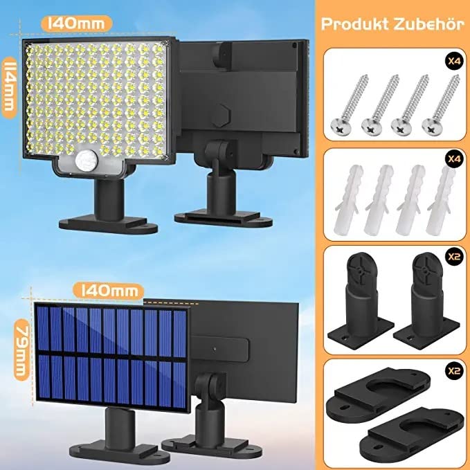 106-LED Solar Motion Wall Light with Separate Panel