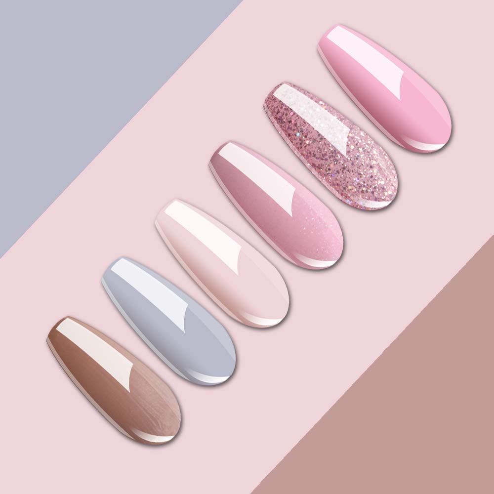 Vishine Gel Nail Polish Starter Kit with 48W SUNOne UV LED Nail Lamp Speed Dryer Manicure Tools 6 Pretty Colors Gel Polish Base and Top Coat 