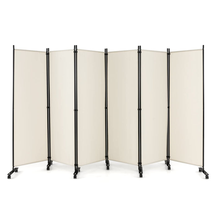 334.5 × 172 cm 6-Panel Rolling Room Divider – 4 Colours
