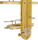 Bathroom Bamboo Shower Caddy Stainless Steel with Hang Hook Shower Organiser