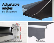3 × 2.5 m Manual Folding-Arm Awning – Grey