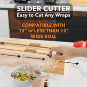 3-in-1 Bamboo Wrap Dispenser with Sliding Cutters