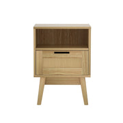 54 cm Rattan Bedside Table with Drawer & Shelf
