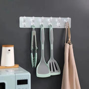 Transparent Self-Adhesive 6-Hook Rail
