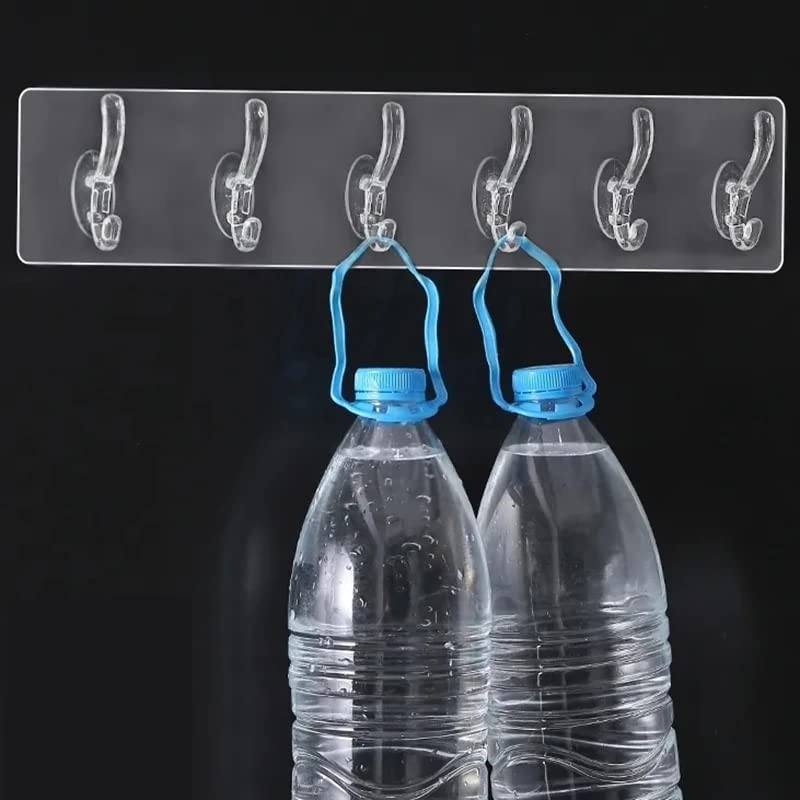 Transparent Self-Adhesive 6-Hook Rail
