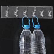 Transparent Self-Adhesive 6-Hook Rail