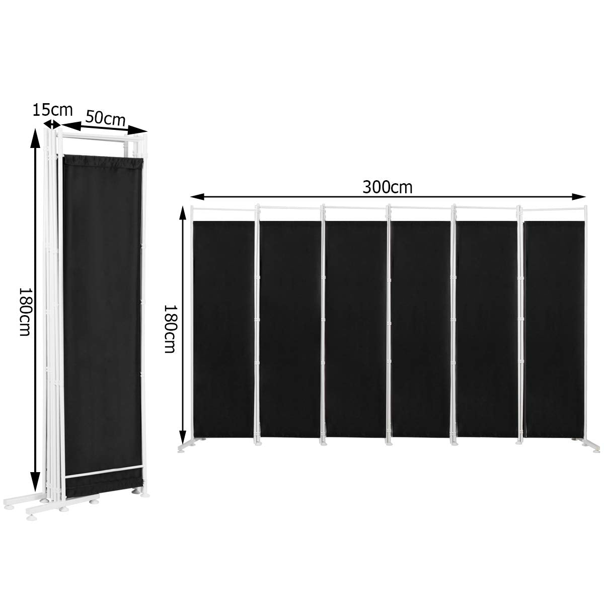 300 × 180 cm 6-Panel Folding Fabric Room Divider – 2 Colours