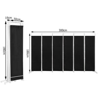 300 × 180 cm 6-Panel Folding Fabric Room Divider – 2 Colours