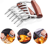 Bear Claws, Meat Shredder Claws Food-Grade Stainless Steel Turkey Lifter with Wooden Handle for Carving Shredding Lifting (1 Pair Annatto Color)
