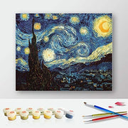 DIY Paint by Numbers Kit for Adults - Van Gogh The Starry Night Replica | DIY Paint by Numbers Landscape Scene Paintings Arts Craft for Home Wall Decor | Canvas, Brushes, Acrylic Paints Included