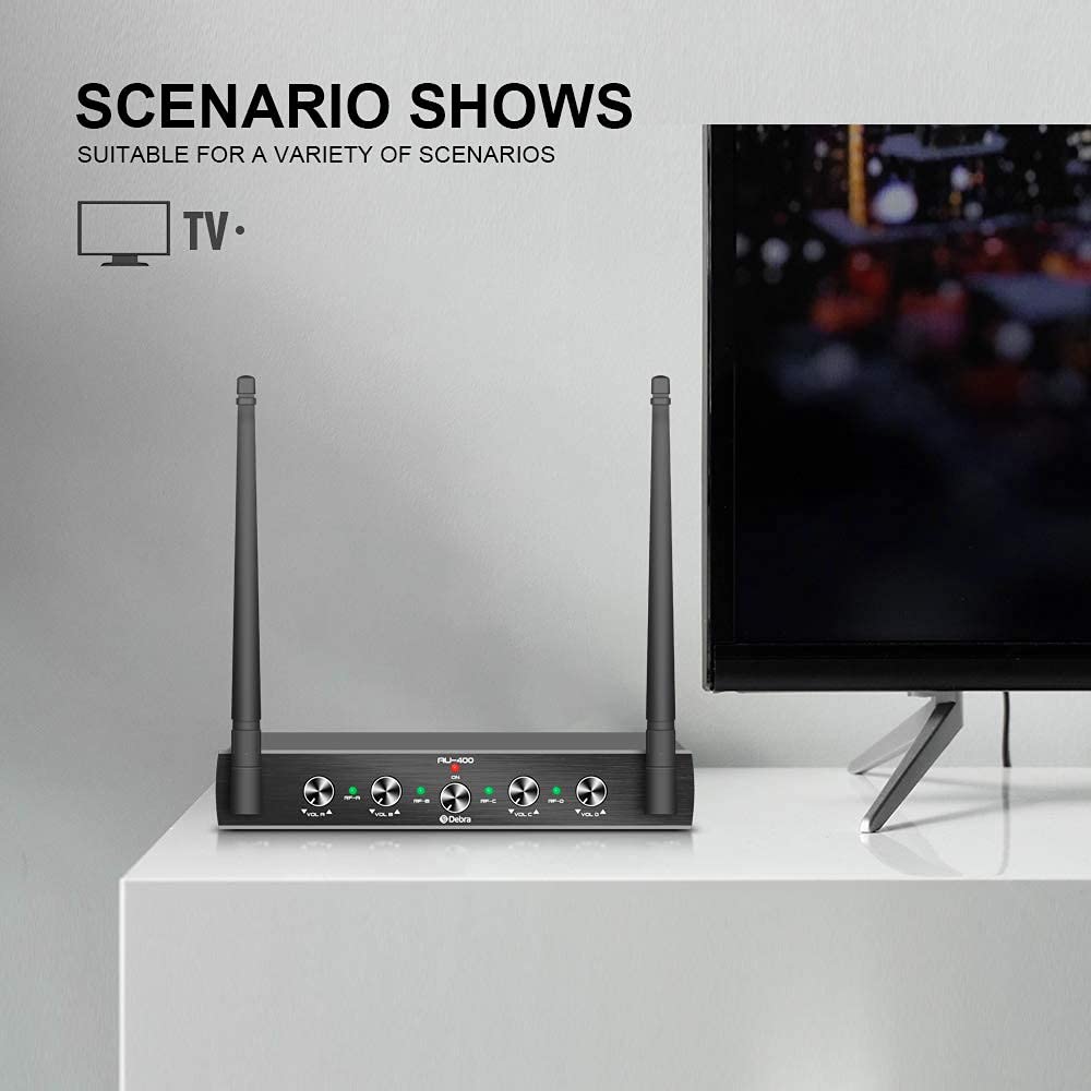 Debra Audio AU400 4-Channel UHF Microphone System – 4 Handheld Mics