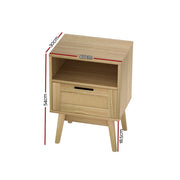 54 cm Rattan Bedside Table with Drawer & Shelf