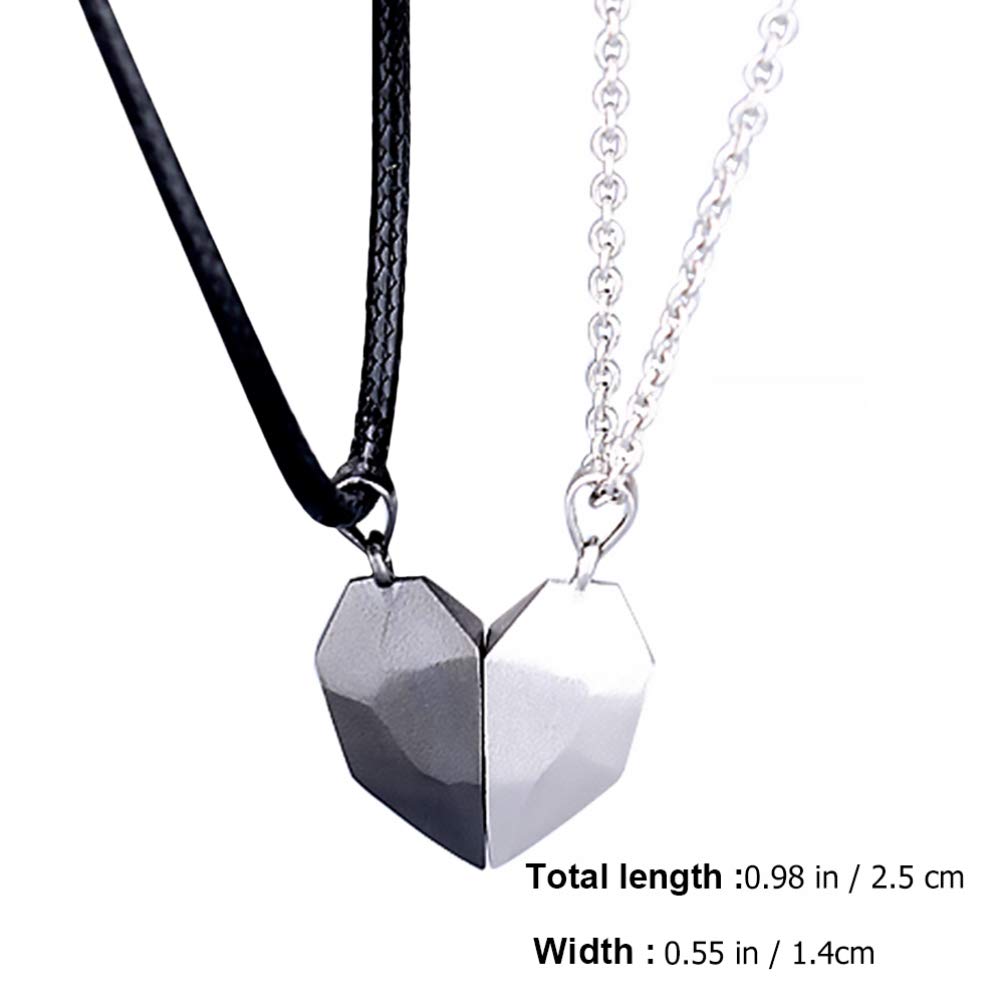 Veemoon Magnetic Split-Heart Couple Necklace Set