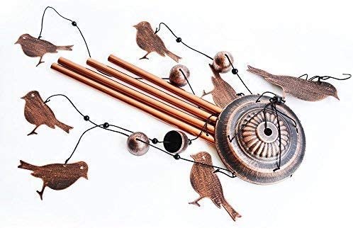 Bird Wind Chimes-4 Hollow Aluminum Tubes -Wind Bells and Birds-Wind Chime with S Hook for Indoor and Outdoor