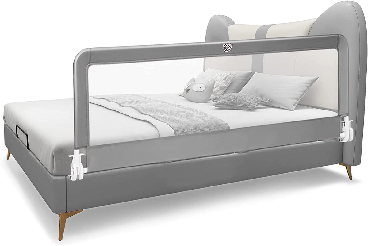 Bed Rails for Toddlers, 180cm Extra Long, Swing Down Bed Guard w/Safety Strap for Convertible Crib, Folding Baby Bedrail for Kids Twin, Double, Full Size Queen & King Mattress