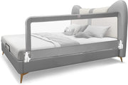 Bed Rails for Toddlers, 180cm Extra Long, Swing Down Bed Guard w/Safety Strap for Convertible Crib, Folding Baby Bedrail for Kids Twin, Double, Full Size Queen & King Mattress